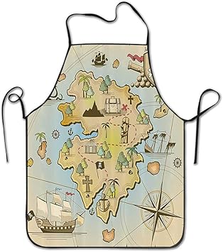 N\A Cartoon Treasure Island con Cofre de Barco Pirata Kraken Octopus