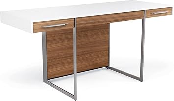 Amazon Com Bdi Format Office Desk White Natural Walnut Furniture Decor