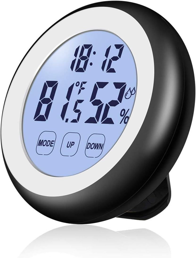 MOHOO Indoor Thermometer Hygrometer Upgrade Thermometer Humidity Meter, Latest Digital Thermo-hygrometer Stylish Backlit Display With Time&Alarm Function and with Magnet for Wall Placed