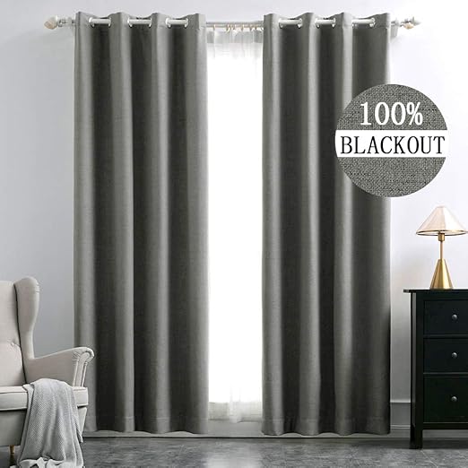 Amazon Com Miulee Linen Texture Curtains For Bedroom Solid 100