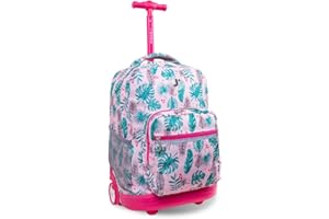 J World New York Sunrise Rolling Backpack Backpack, PALM LEAVES