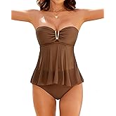 XUNYU Tankini Swimsuits for Women 2 Piece Mesh Bathing Suit Bandeau Tankinis Top High Waisted Tummy Control Swim Suits 2026