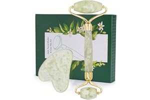 Jade Roller for Face, Anti-aging Natural Facial Roller Jade Gua Sha Set, Beauty Face Roller For Rejuvenate Skin & Remove Wrin