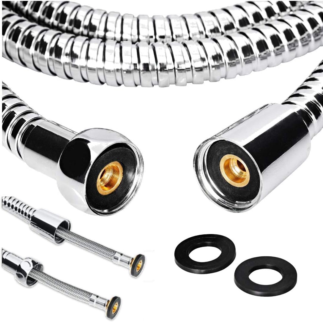 Zotti Anti Burst Shower Hose - 1m | Stainless Steel Replacement Hose | Leakproof & Anti-Kink | Universal Standard Fitting | High Pressure Resistance | Easy DIY Replacement | Includes 2 Washers