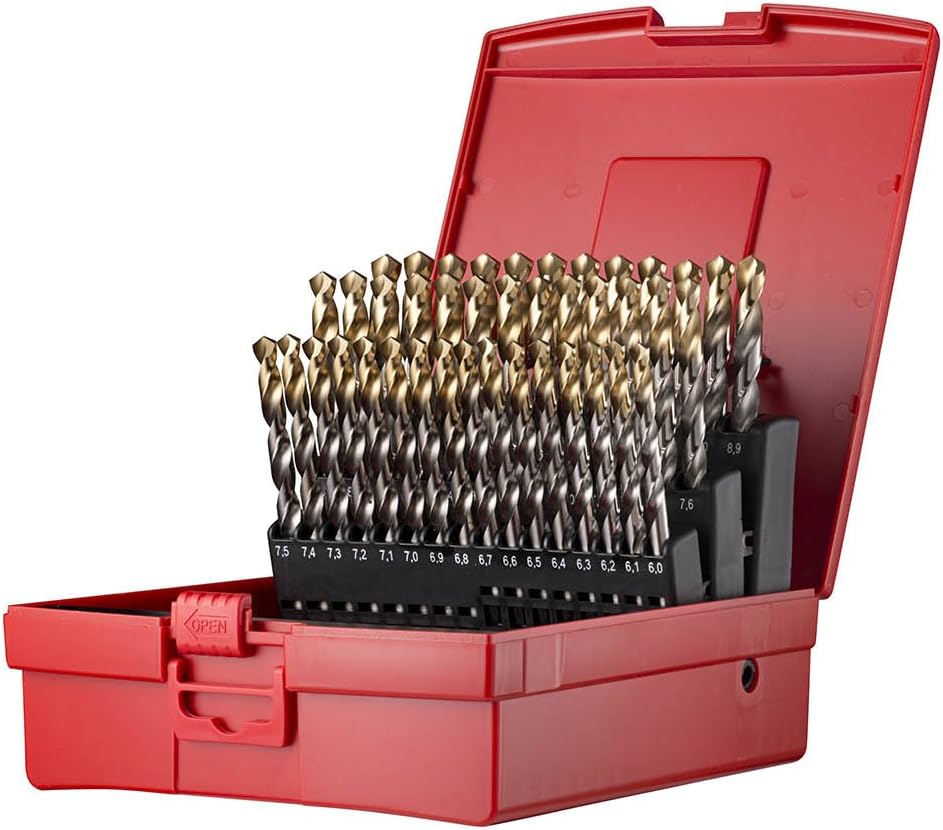 Dormer A095203 HSS High Speed Steel Jobber Drill Bit Set including 118 Degree Tin Tipped Split Point, Set of 41