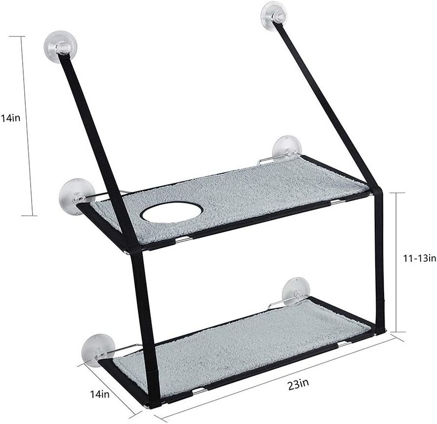 LIFIS Cat Window Perch Cat Window Bed Hammock Up to 55lb Can Be Installed on Small Window Soft Mats Stable Metal Frames Kitty Sunny Seat (Double layers, Grey) (Cat Face) : Pet Supplies