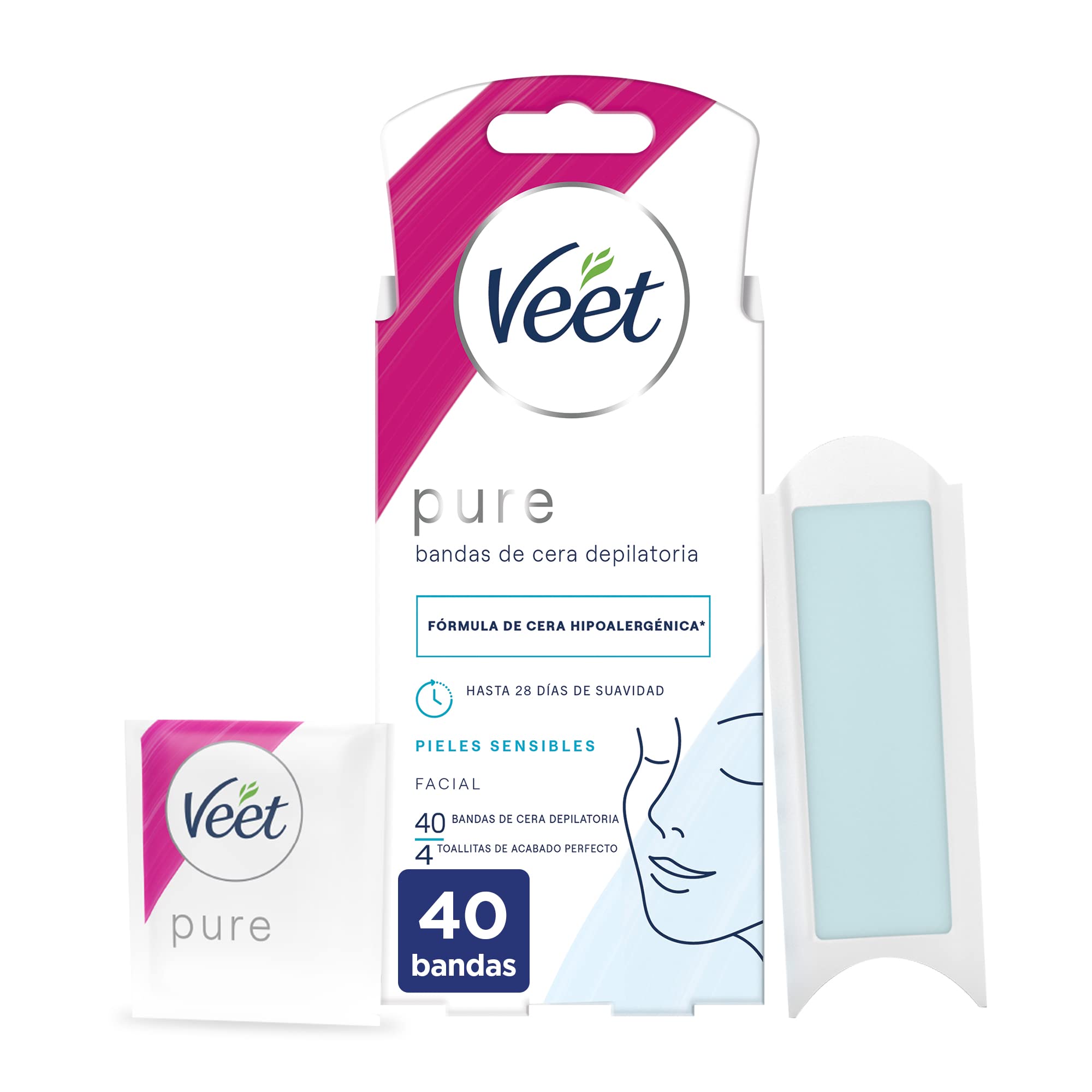Veet Easy Gelwax Facial Bands Depilatory Wax X40