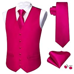 Barry.Wang Hot Pink Mens Suit Vest Paisley/Flower