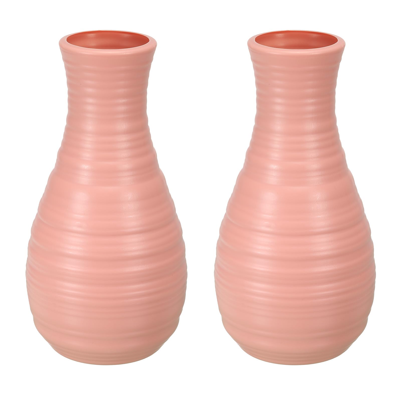 PATIKIL Flower Vase, 2 Pack Plastic Vase for Flowers Ceramic Look Table Centerpieces for Home Room Decor, Pink