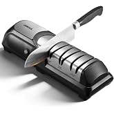 Electric Knife Sharpener: Kitchen Professional 3-Stage 100% Diamond Abrasives Knife Sharpeners with 15&deg; Precision Angle Electric Steel Sharpening Tool to Restore/Polish Chef Knives