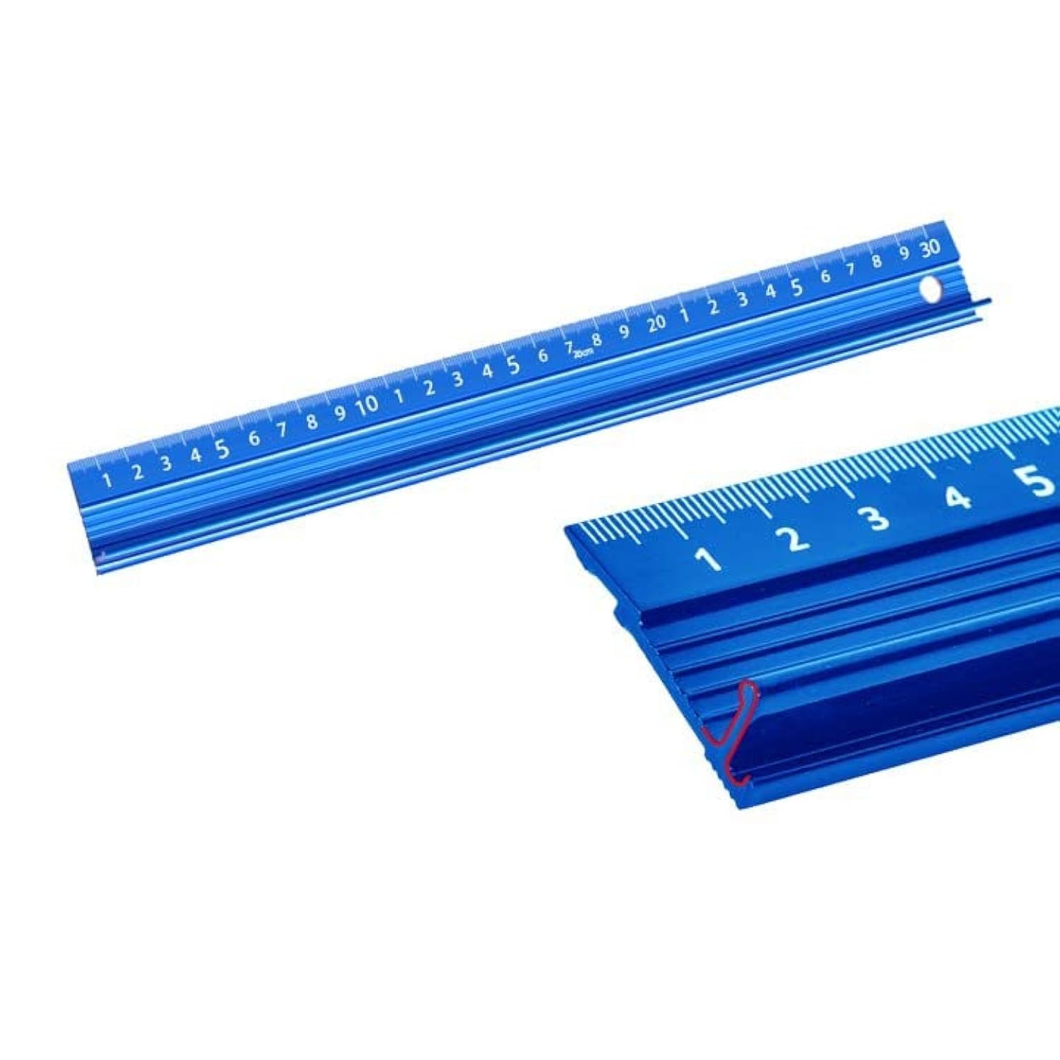 30cm Raised Grip Aluminium Ruler Metal Craft Safety Ruler for Length Measurement(Blue)