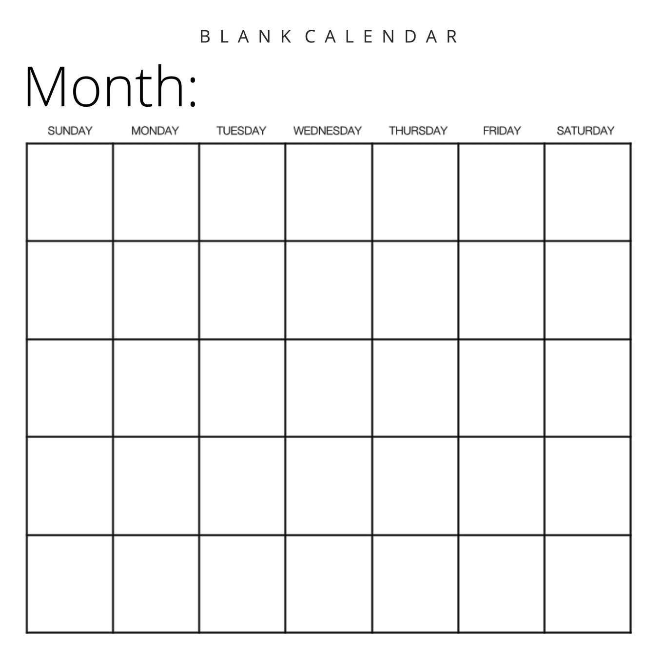 blank calendar month
