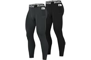 Blueleaf Men's Compression Pants Running Workout Leggings with Pockets Athletic Tights Base Layer for Basketball Sports