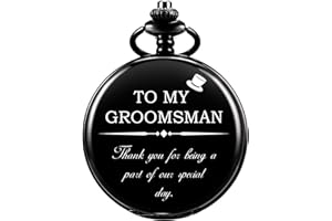 ManChDa Engraved Pocket Watches for Groomsmen Bestman Ringbearer Pocket Watchs