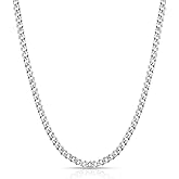 Fiusem 5mm Silver Tone /14k Gold Plated Cuban Link Chain for Men, Mens Chain Necklaces, Stainless Steel Chain Necklaces for Men Women, 3.5/4/5mm