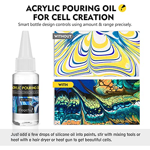 Magicfly Metallic Acrylic Pouring Paint with Acrylic Pouring Oil, 14 Metallic Colors(60 ml/2 oz