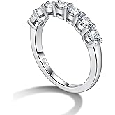 getlove Moissanite Wedding Band for Women 18K White Gold Plated 925 Sterling Silver D Color VVS1 Clarity Moissanite Half Eternity Band Stackable Ring Size 4-11