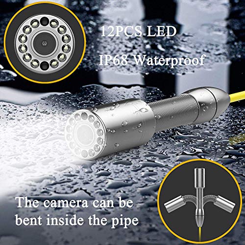 Sewer Camera,HBUDS Pipe Inspection Camera,Pipeline Drain Industrial Endoscope 30M/100ft Snake Video System With DVR Recorder Distance Counter Waterproof IP68 9"TFT Monitor 1000TVL Sony CCD Pipe Camera