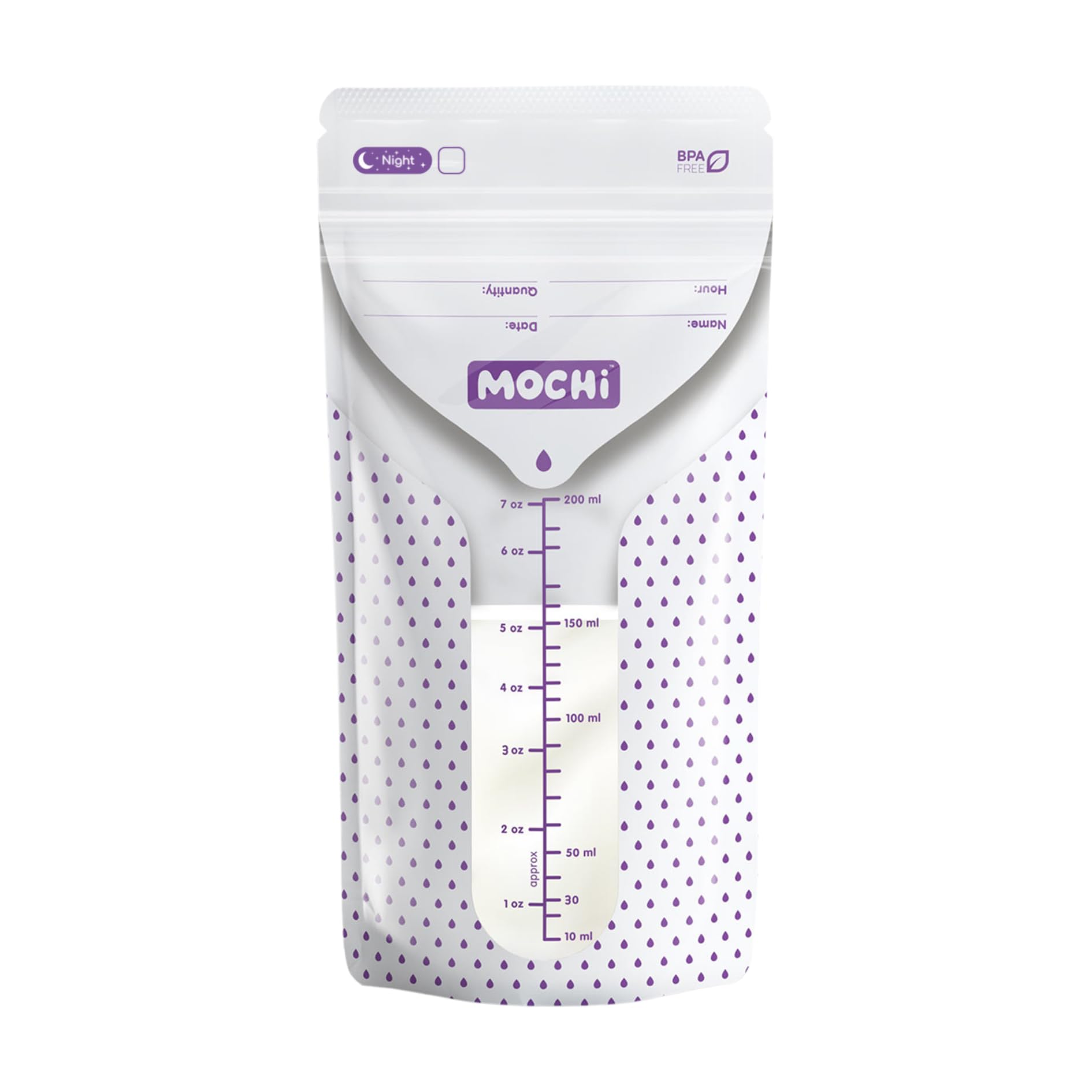 Mochi Breast Milk Storage Bags 25 Pack – BPA-Free & Sterile, Fridge or Freezer Safe Breastmilk Bags with Dual-Layer Freshness, Leakproof DUOSAFE™ Double Zip, Space Saving Design
