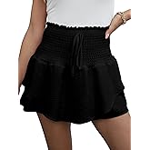 MATEAM Floral Skorts for Woman Ruffle Mini Skirt with Shorts Underneath Causal Summer Boho Outfits