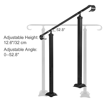 Buy Vevor Fit 1 Or 2 Steps Wrought Iron Handrail Outdoor Stair Railing Adjustable Front Porch Hand Rail Black Transitional Hand Railings For Concrete Steps Or Wooden Stairs With Installation Kit Online In