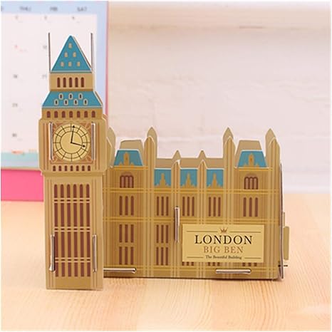 Amazon Co Jp Hanqingwenti 手作り段ボールペンホルダー デスク鉛筆貯蔵容器 ホームオフィスの装飾 ピアノ 青い機関車 赤バス ビッグベン バス Color Big Ben 文房具 オフィス用品