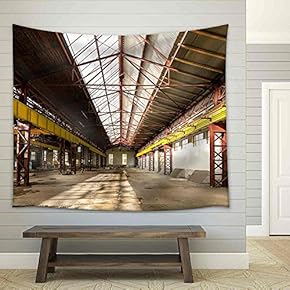 Industrial Interior of an Old Building - Fabric Wall Tapestry Home Decor - 51x60 inches