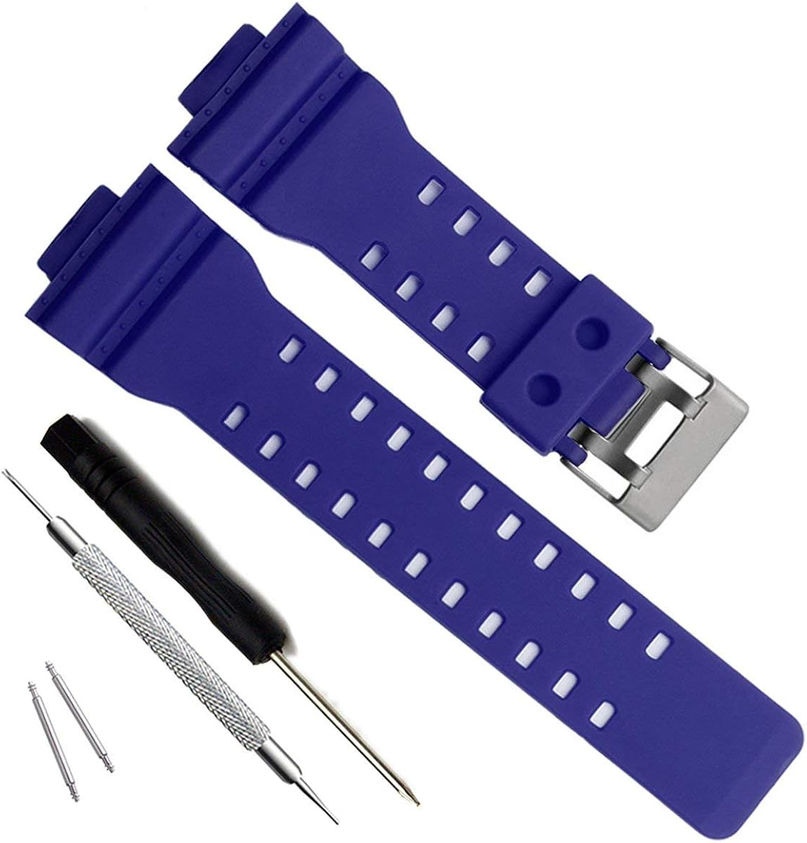 OliBoPo Natural Resin Watch Band Strap for Casio Mens G-Shock GD120/GA-100/GA-110/GA-100C (Blue), 30 mm