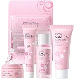 Sakura Travel Skincare Set for Teenage Girls - Face Routine Set for Women,4 Piece Gentle Skin Cleaning &amp; Care Travel Size Kit With Cleanser, Toner, sunscreen and Face Cream