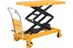 APOLLOLIFT Hydraulic Lift Table Cart, 1760lbs Capacity 59" Lifting Height, Double Scissor Lift Table with 4 Wheels and Safety Back Guard for Material Handling and Transportation