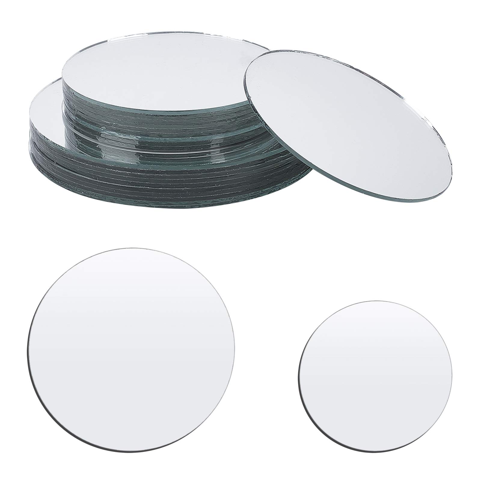 PandaHall 20 x 7.5 cm/10 cm Round Glass Mirror Tiles Small Mirrors for Compact Folding Mirror Cover Moulds, Home Decoration and DIY Crafts
