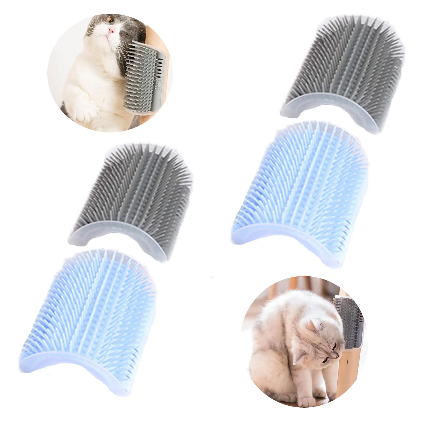 zalati Grooming Brush 2pcs Wall Corner Massage Groomer Fur Comb Tools with Catnip Storage Case for Cats Pets