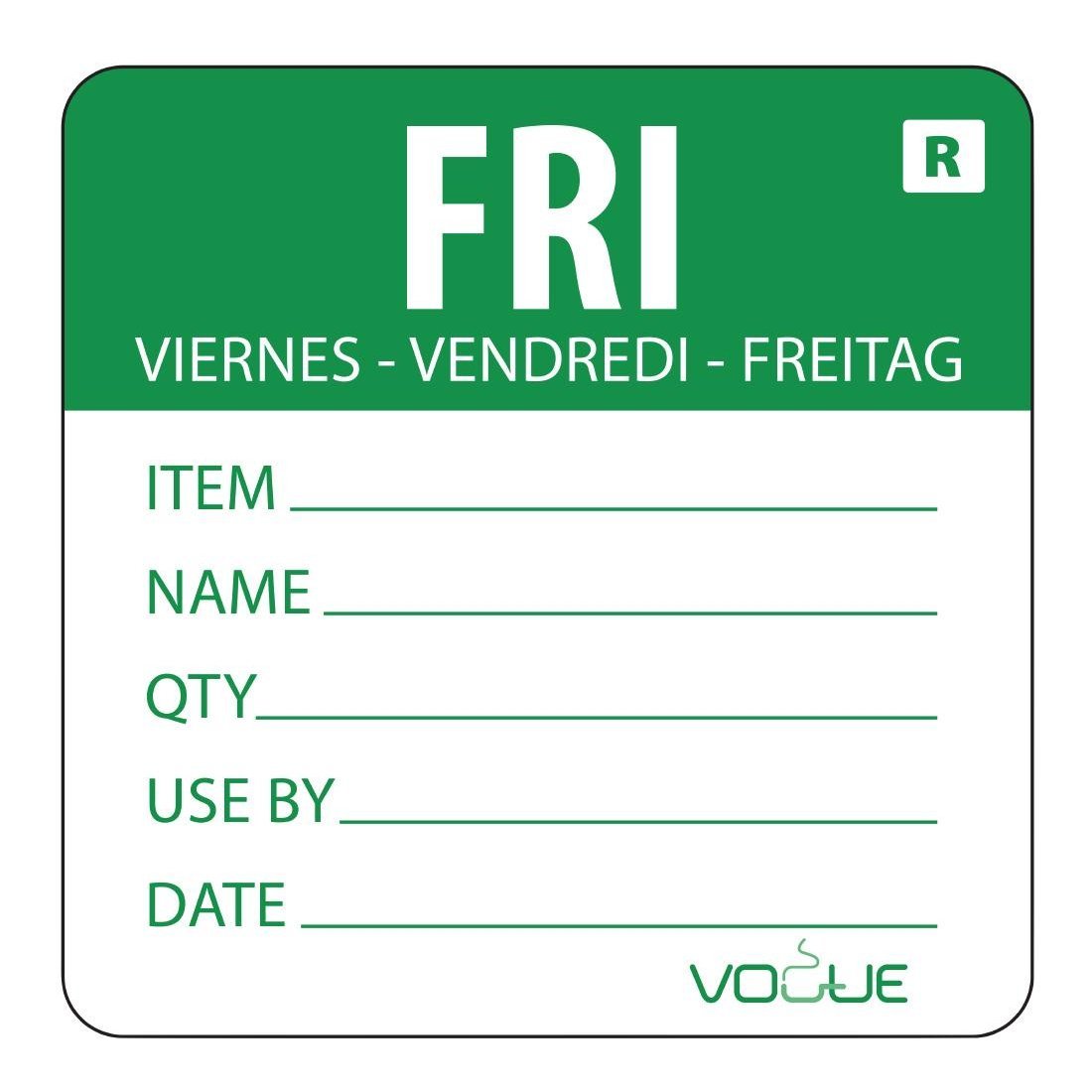Vogue Friday Day of the Week Label Friday - Green.