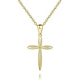 Eloqueen Gold Cross Necklace 14K Gold Cross Necklaces for Women Minimalist Design with Rounded Edges Crosses Pendants for Women Chain Crosses