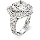 925 Sterling Silver Shiny Full Diamond Ring 18K Gold Cocktail Rings Heart-Shaped Cubic Zirconia Promise Rings CZ Heart Diamond Ring Eternity Engagement Wedding Band Ring for Women W.11