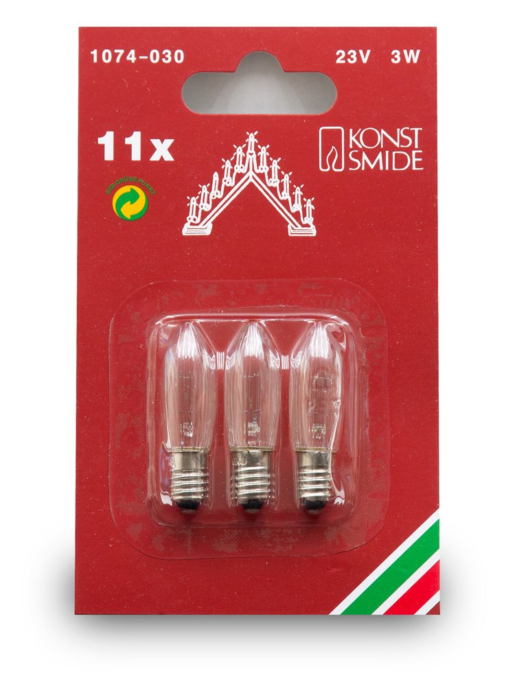 Konstsmide 1074-030 Official Spare Bulbs, 23 V, 3 W - Pack of 3