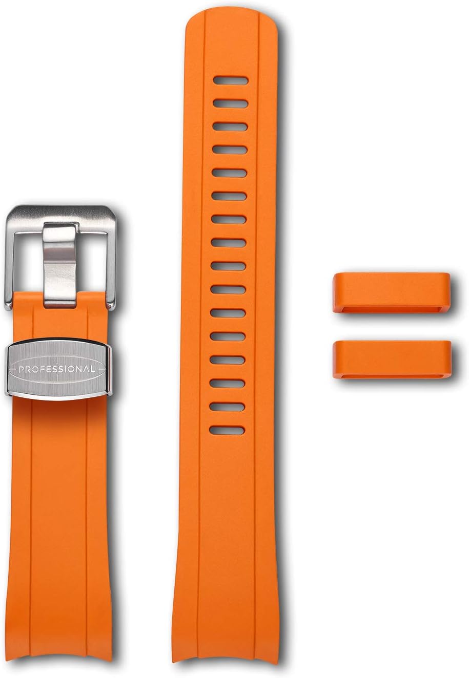 CB10 Curved End Watch Band Quick Release Soft Rubber Strap Replacement for Seiko Skx Series SKX007, SKX009 and SKX011 etc and 5 Sports Series SRPD51K1, SRPD53K1 etc