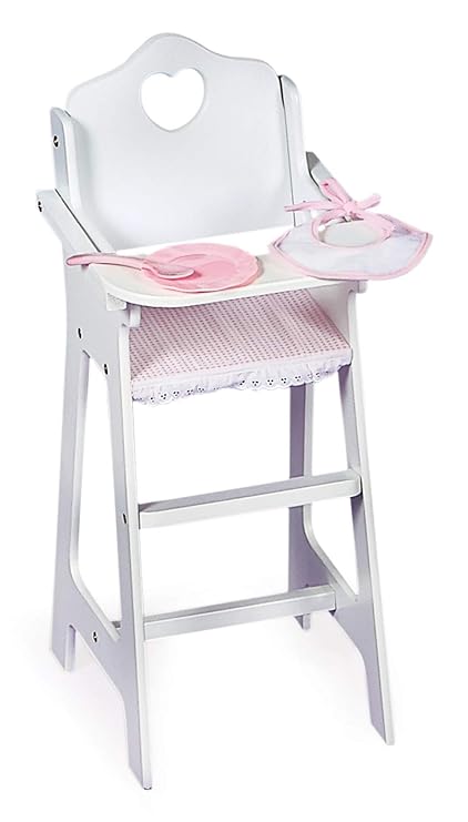 Badger Basket White Doll High Chair With Plate Bib And Spoon Fits American Girl Dolls