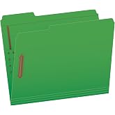 Pendaflex Fastener Folders, 2 Fasteners, Letter Size, Green, 1/3 Cut Tabs in Left, Right, Center Positions, 50 per Box (22140GW)