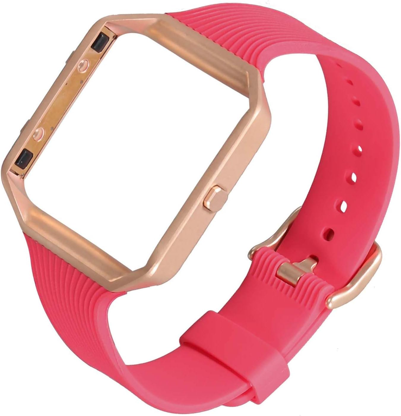 ESeekGo Compatible with Fitbit Blaze Bands with Metal Frame, Soft Slim Sport Silicone Replacement Wristband Compatible with Fitbit Blaze Bracelet for Women Men (No Tracker)
