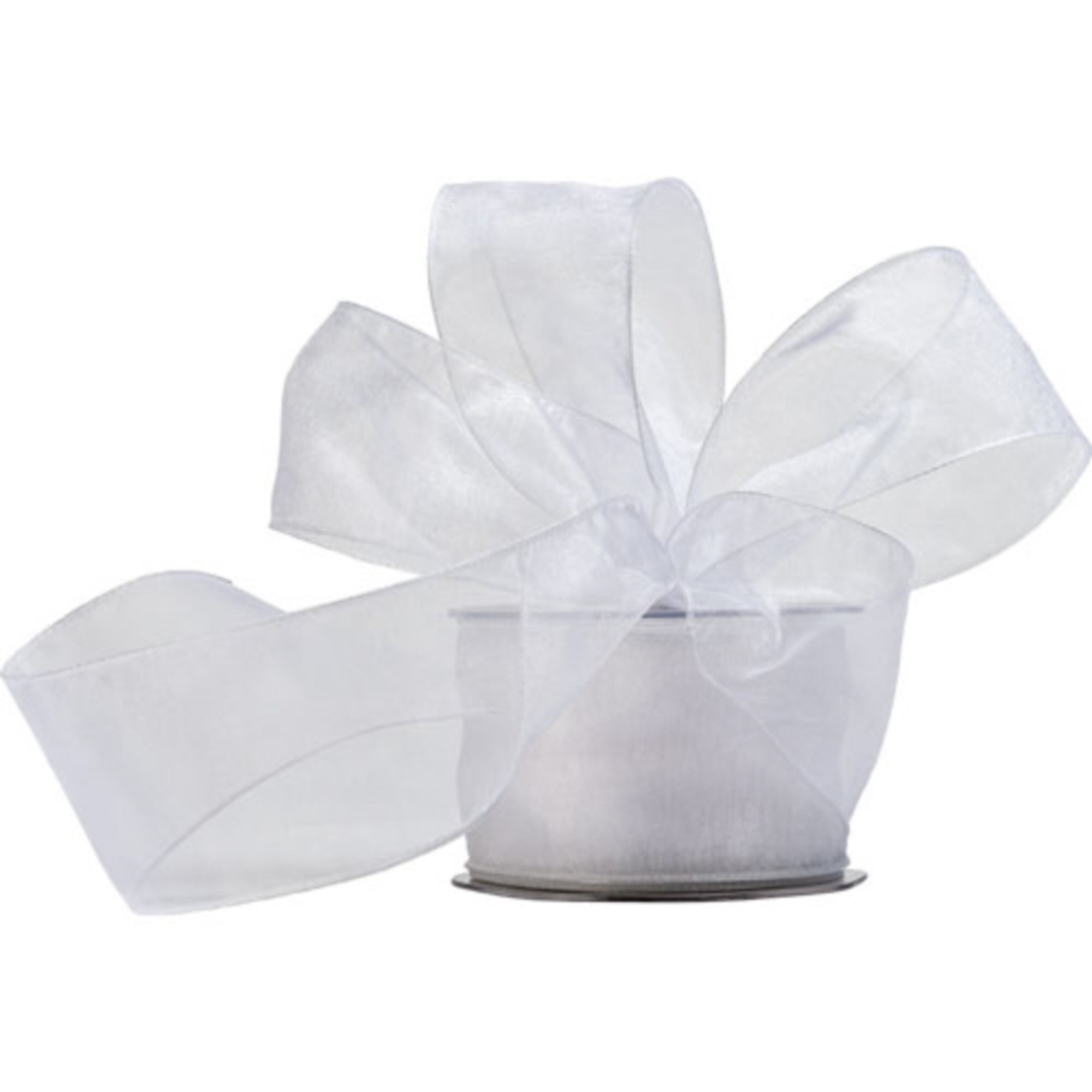 Truly Madly Deeply White 60mm Wide x 20 Metre Long Reel of Wired Organza Ribbon. Great for Birthday Decoration, Gift wrap, Christmas Ribbon, Wreath Making Supplies, DIY Crafting