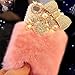 AiKeDuo for iPhone 6s Case Crystal Fluffy Cover Rex Rabbit Fur Case Winter Handmade Soft Crystal Case Bling Crystal Fur Shell Creative for iPhone 6 4.7