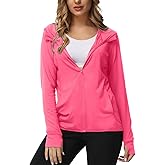 TIHEEN Women's UPF 50+ Sun Protection Hoodie Jacket Lightweight Full Zip Athletic Jacket Long Sleeve Shirt with Pockets