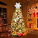 Christmas Tree Topper Star Lighted,3D Glitter Sliver Snow Tree Toppers Snowflake Projector Lights Lighting for Decoration