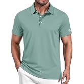 ZITY Golf Shirts for Men Short Sleeve Moisture Wicking Solid Performance Designed Print Collared Casual Polo Shirt