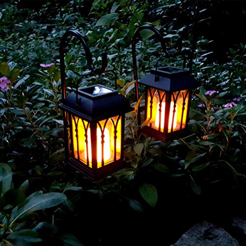 image for LEDMOMO Vintage Solar LED Lantern Outdoor Hanging Lights Candle Lanter