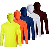 Facitisu Men Long Sleeve Tee Shirts with Hooded 5 Pack Athletic Pullover Dry Fit Sweatshirts Gym Hoodies