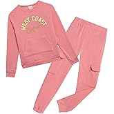 Real Love Girls Sweatsuit - 2 Piece Active Crewneck Soft Fleece Pullover Sweatshirt & Jogger Sweatpants Set (7-12)