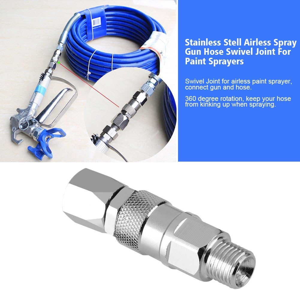 Zerodis Upgrade Your Airless Paint Sprayer with This 1/4" Stainless Steel Spray Swivel Joint for Smoother More Flexible Spraying - Image 3