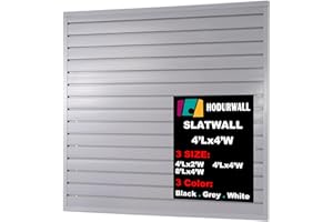 HODURWALL Slatwall Panels Garage Slat Wall Storage Systems 4'x4', Slat Wall Paneling Garage Wall Organizer, Grey Slat Board PVC Wall Panels Slatwall Displays Garage Tool Organizer Wall Mount Ladder Bike Rack